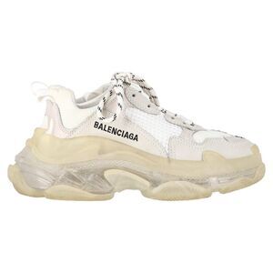 Balenciaga Triple S Clear Sole Sneakers in White Polyester